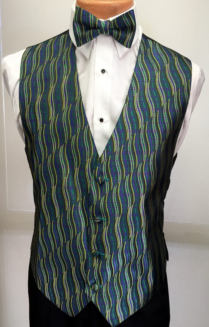 Mardi Gras Swirl Vest and Bow Tie